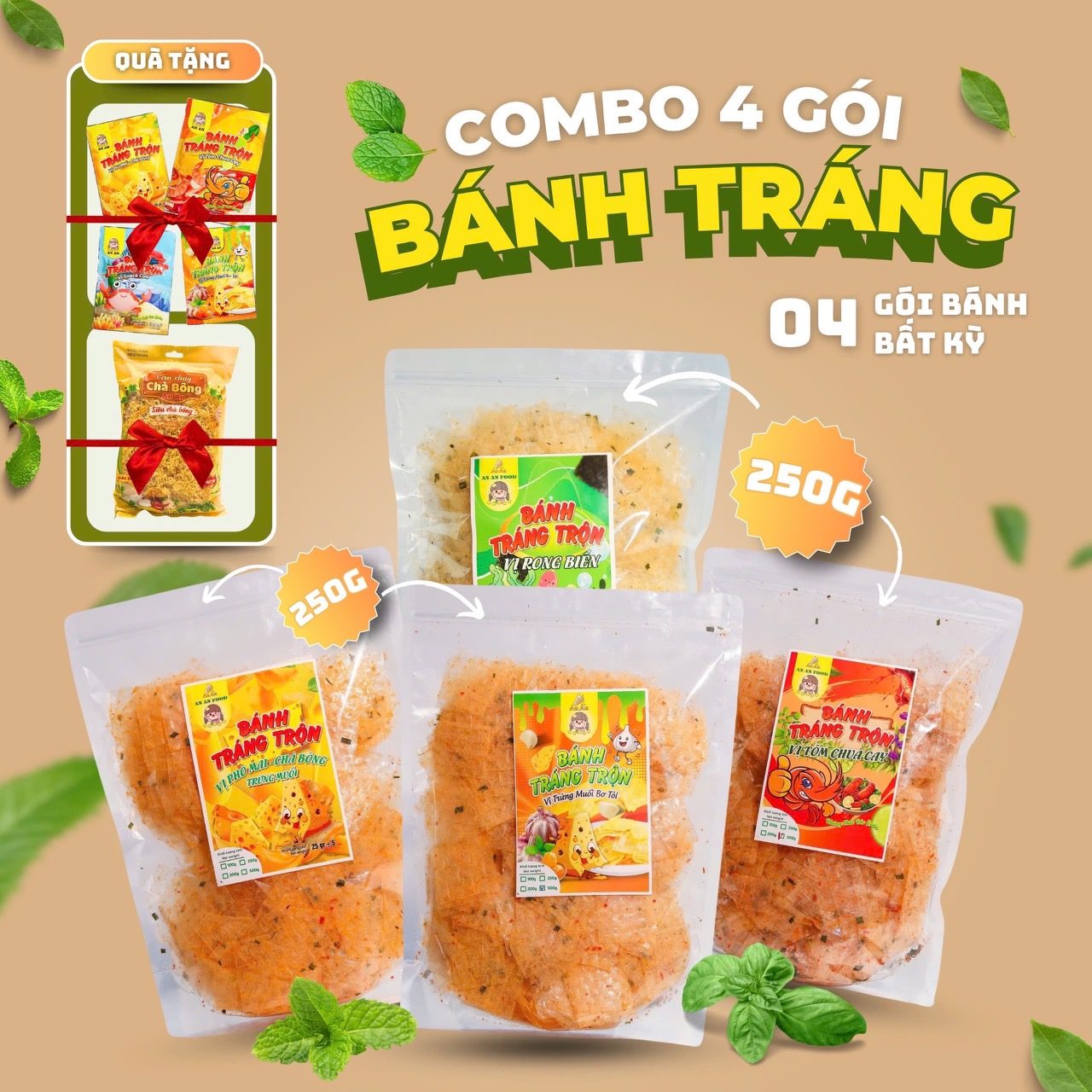 Combo 4 Gói Bánh Tráng Trộn 250g An An