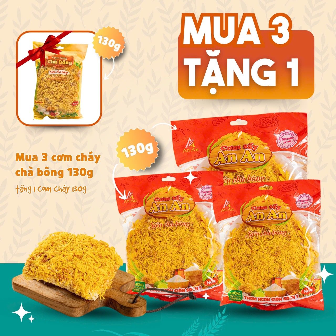 Combo Mua 3 Tặng 1 Cơm Cháy Chà Bông 130g An An